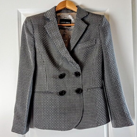 Giorgio Armani Double Breasted Leather Button Blazer - Picture 1 of 8